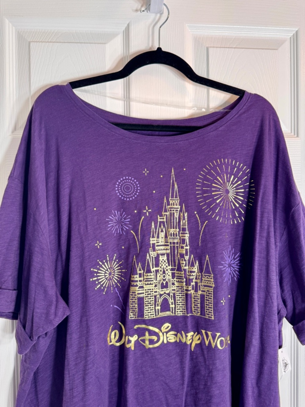 NWT Walt Disney World Purple T-Shirt Gold Cinderella Castle Fireworks Ladies 3X. - Picture 2 of 10